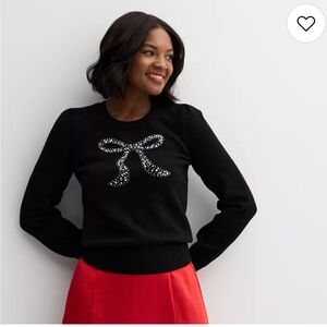 Draper JAMES Black Sweater with Embellished PEARL/DIAMOND Bow